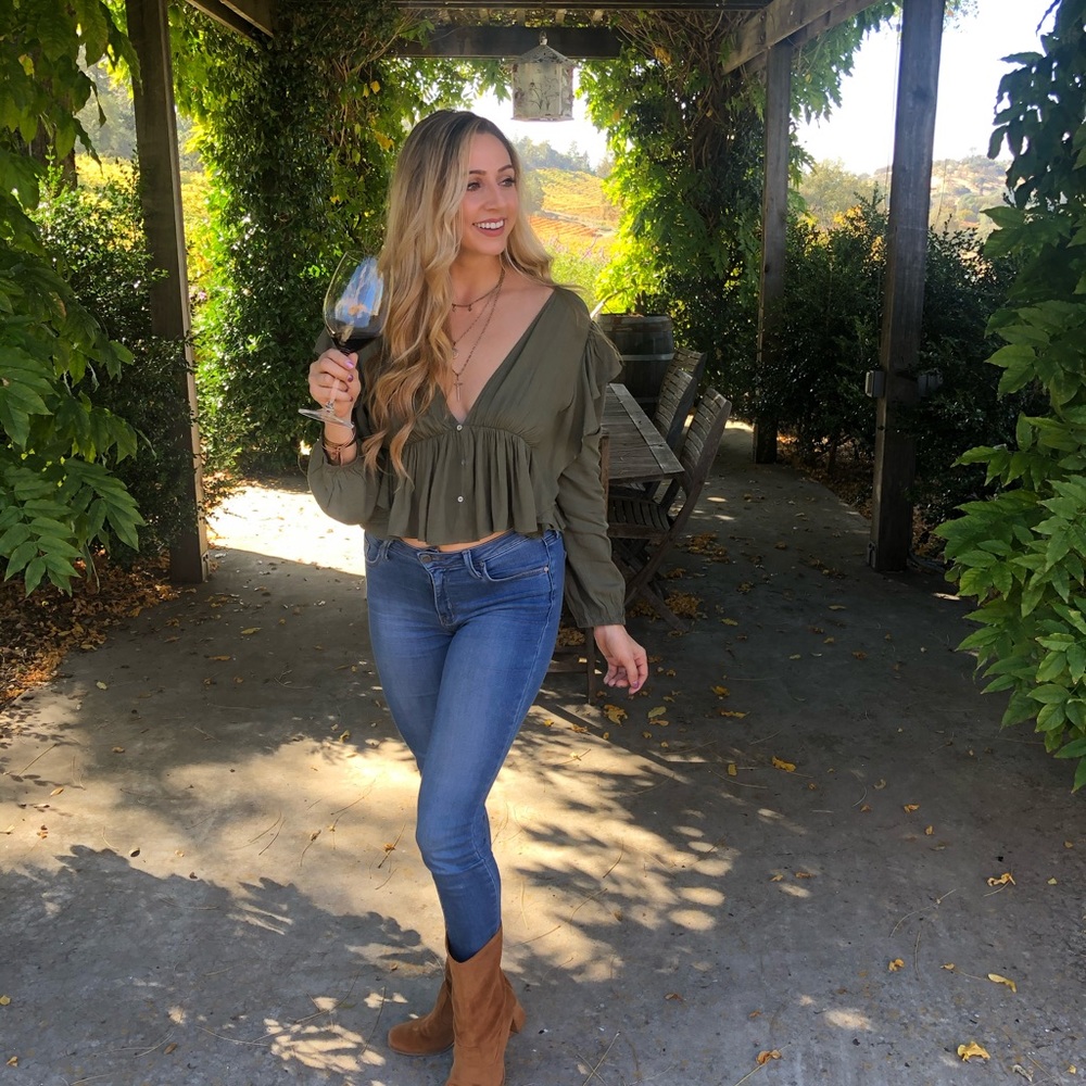 Long Sleeve Cropped Blouse